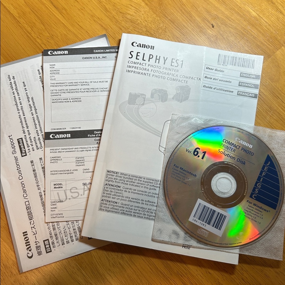 Canon SELPHY ES1 Compact Photo Printer with 8 pc photo paper & cord. Scrapbook - Picture 6 of 17